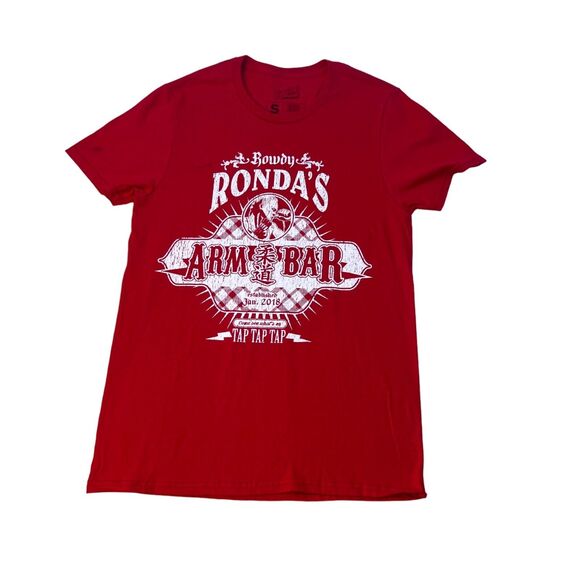 Womens Rowdy Ronda Rousey 'Arm Bar' Red Graphic Tee Size Small T-Shirt UFC WWE - Picture 1 of 7